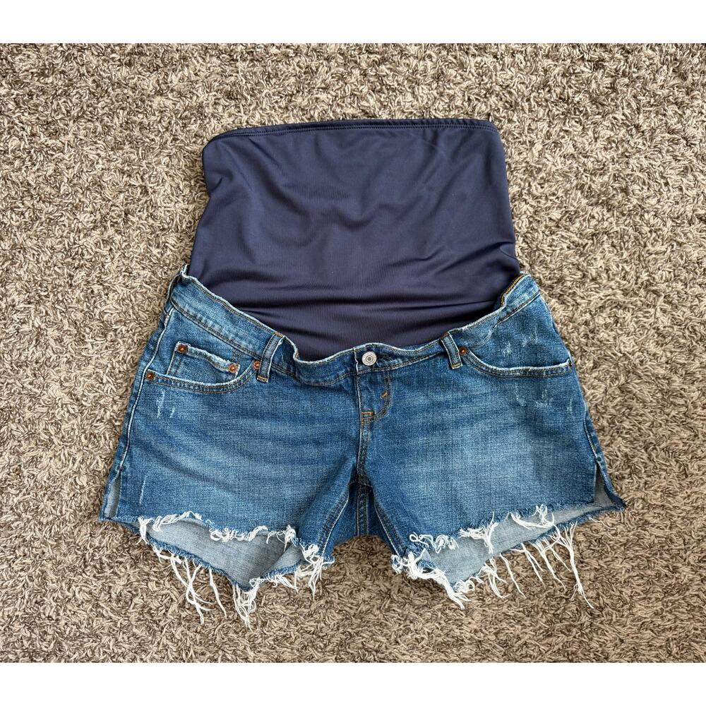 Abercrombie & Finch Maternity Denim Shorts Size 27 High Stretch Panel Mom Short